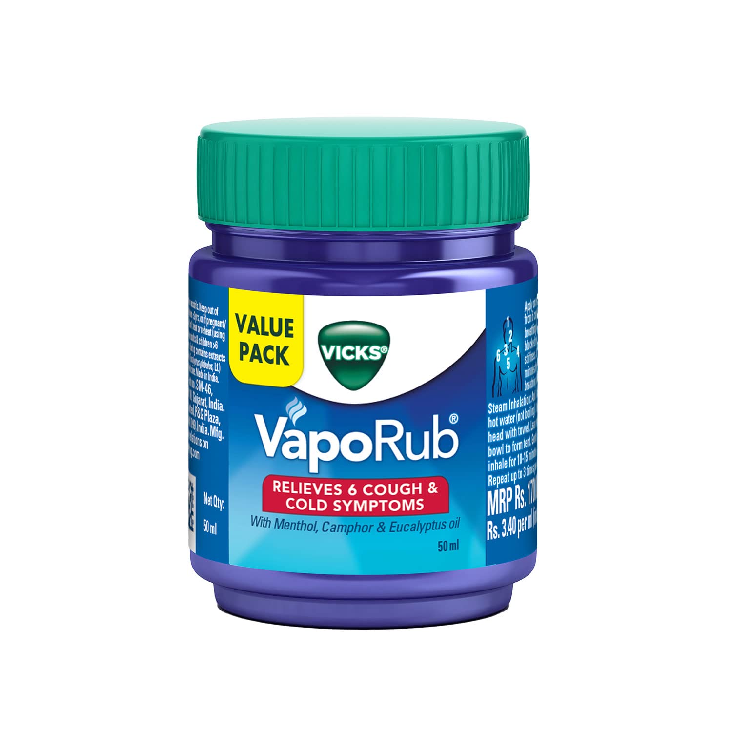 Vicks VapoRub Relief From Headache, Cough, Cold, Flu, Blocked Nose | 25g &amp; 50g