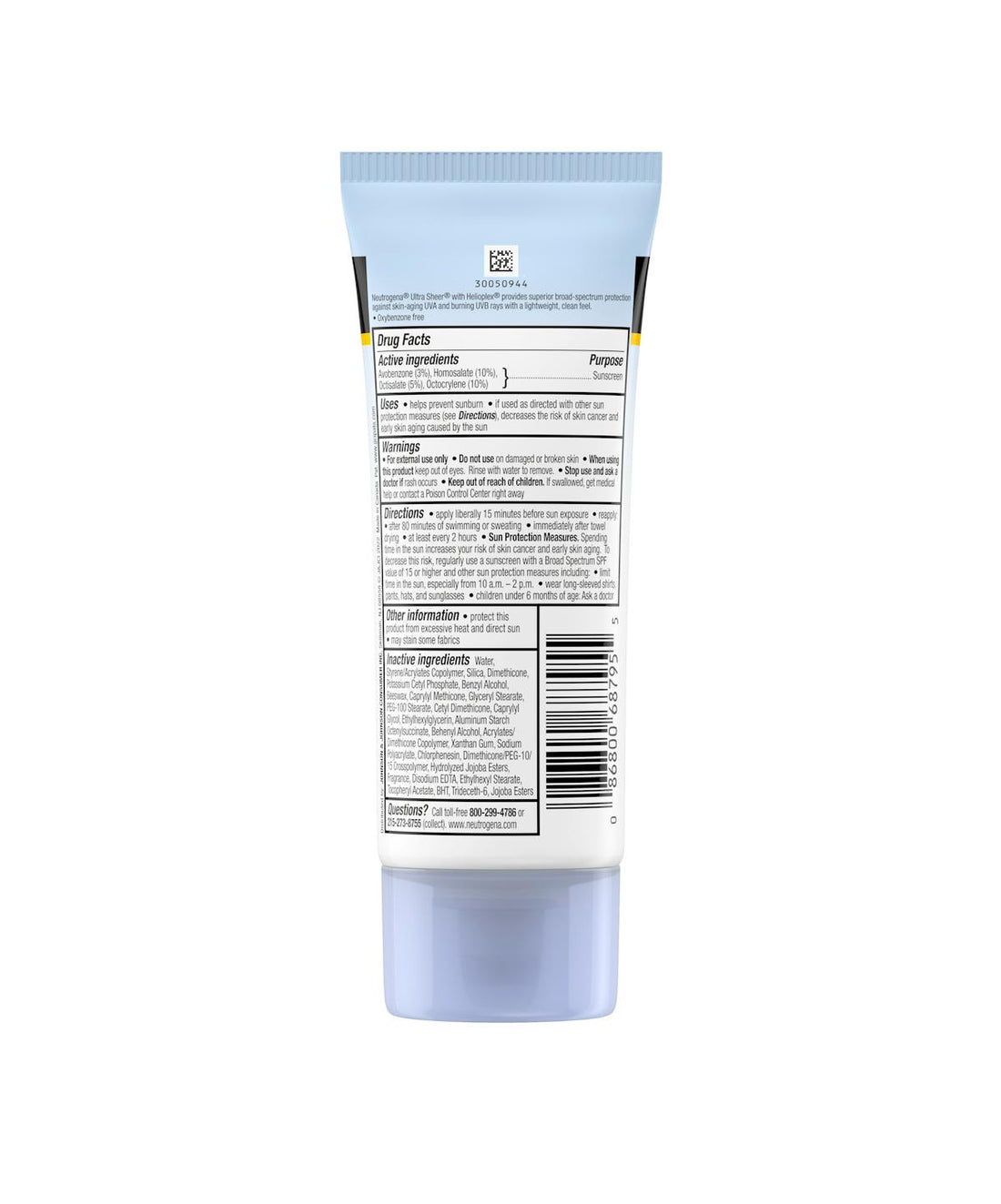 Neutrogena Ultra Sheer Dry-Touch Sunscreen Lotion, Broad Spectrum SPF 45 UVA/UVB Protection, Light, Water Resistant, Non-Comedogenic; Non-Greasy, Travel Size, 3 fl. oz