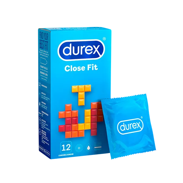 Durex Close Fit Condoms – 12 Pack | Snug Fit for Enhanced Sensitivity