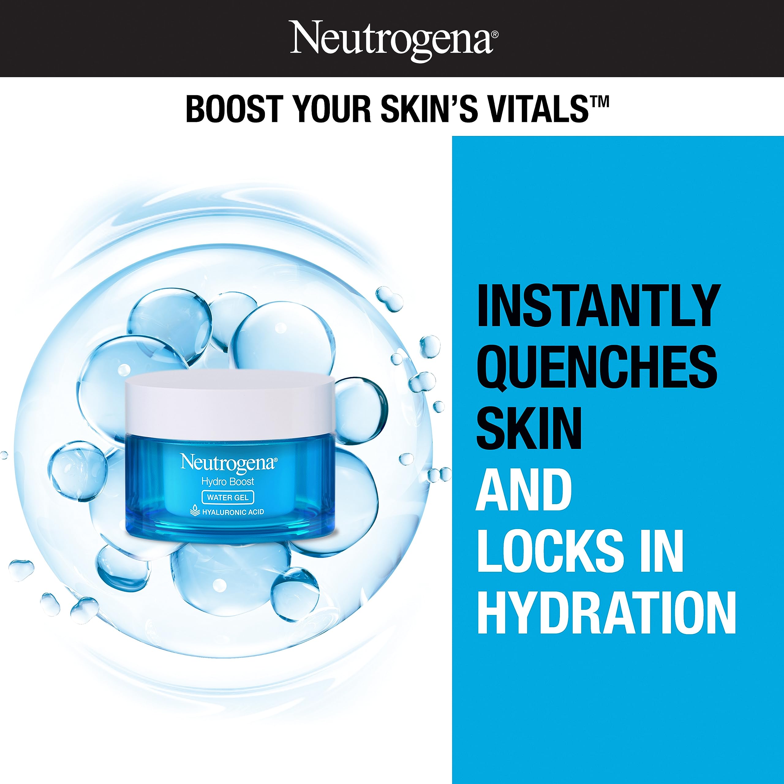 Neutrogena Hydro Boost Hyaluronic Acid Hydrating Water Gel Daily Face Moisturizer for Dry Skin,  Neutrogena Hydro Boost Water Gel Moisturizer 50ml | 48g